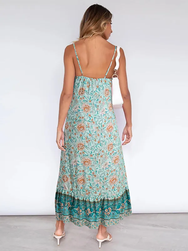 Women's Bohemian suspender Floral Dress