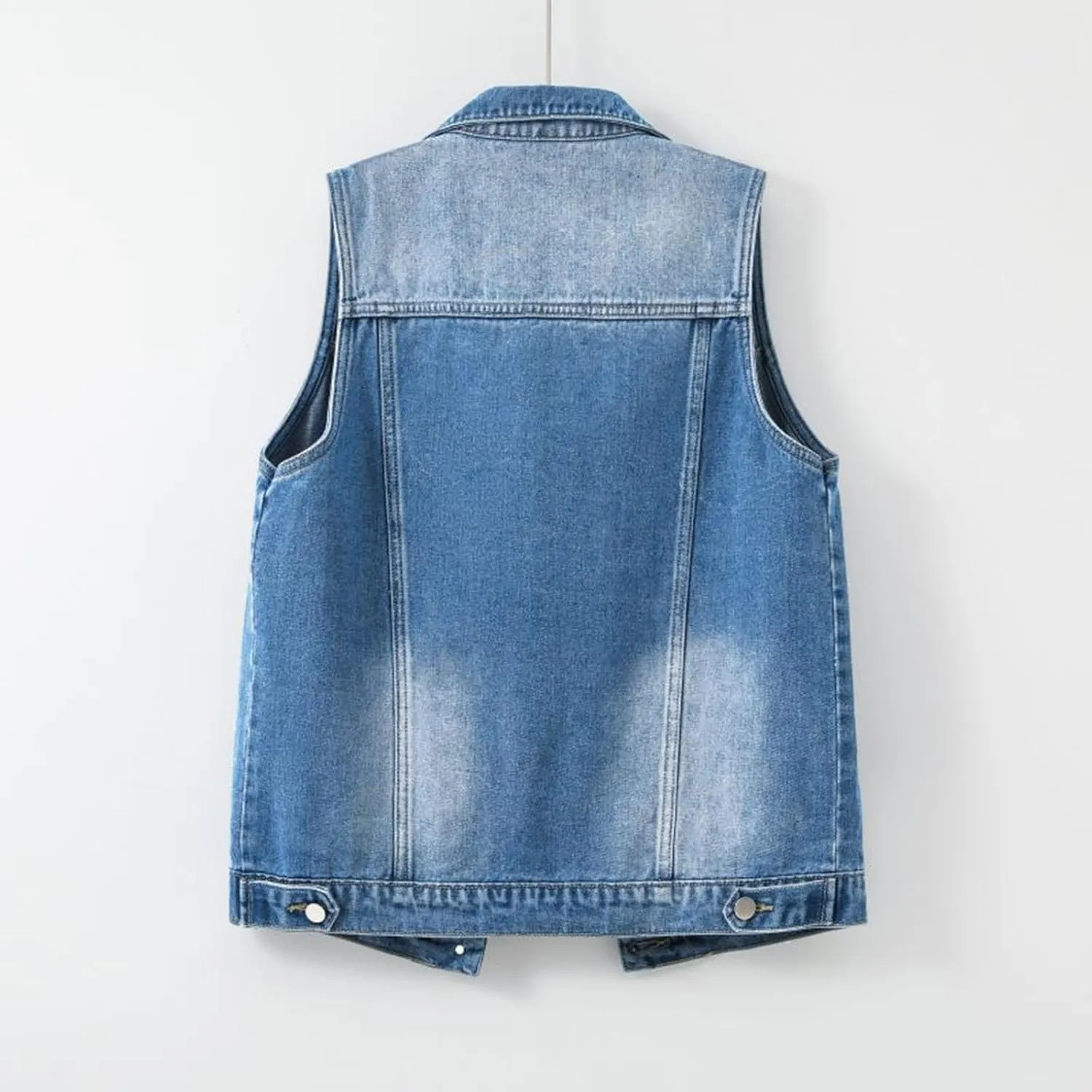 Women's Oversized Sleeveless Jean Denim Jacket Button Down Vest Top for Women Summer Fall Waistcoat Jeans Tops Coat