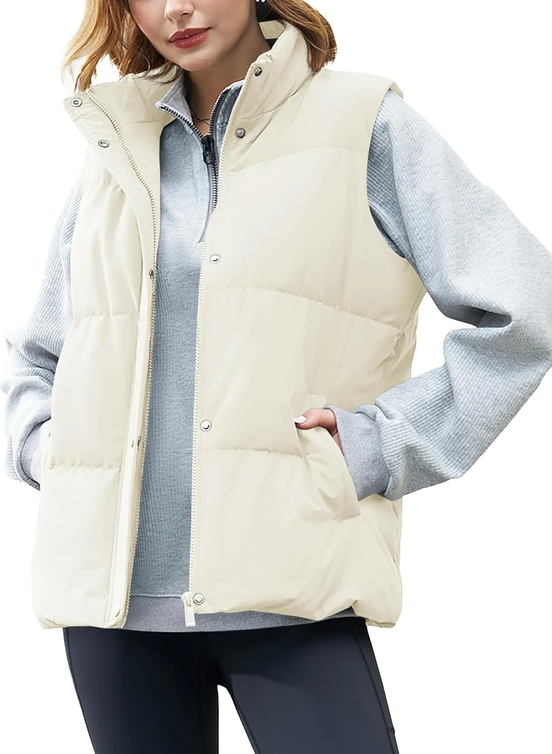 YUCOLEN Down Puffer Vest for Women Lightweight Warm Sleeveless Puffer Jacket 2024 Women Winter Trendy Puffy Vests